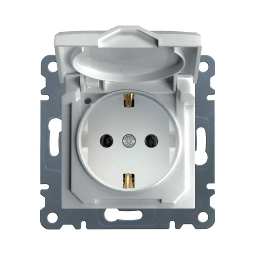 Розетка Hager Lumina біла з заземленням з кришкою WL1150
