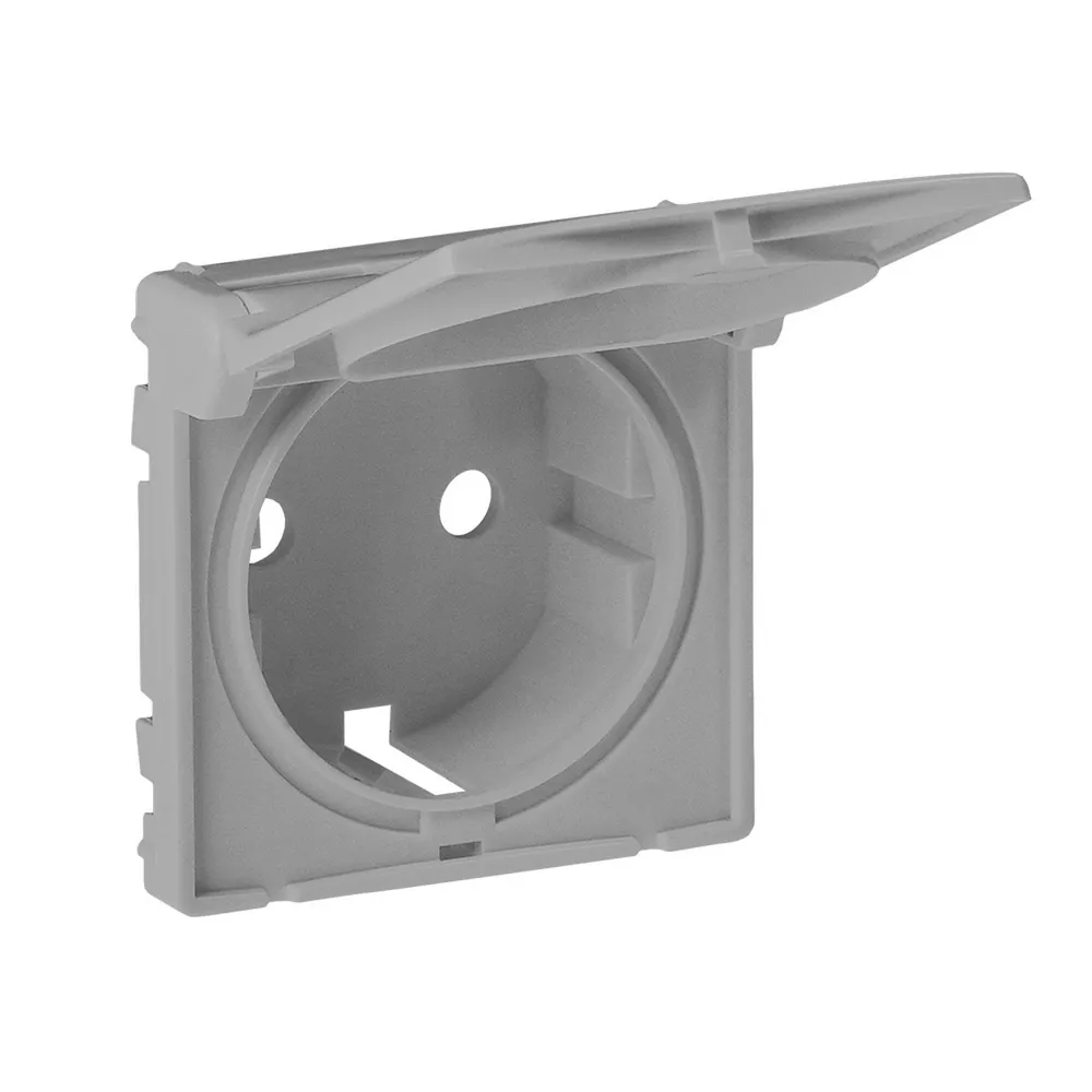 Legrand Valena LIFE Накладка розетки 2К+З з кришкою Алюміній 754842