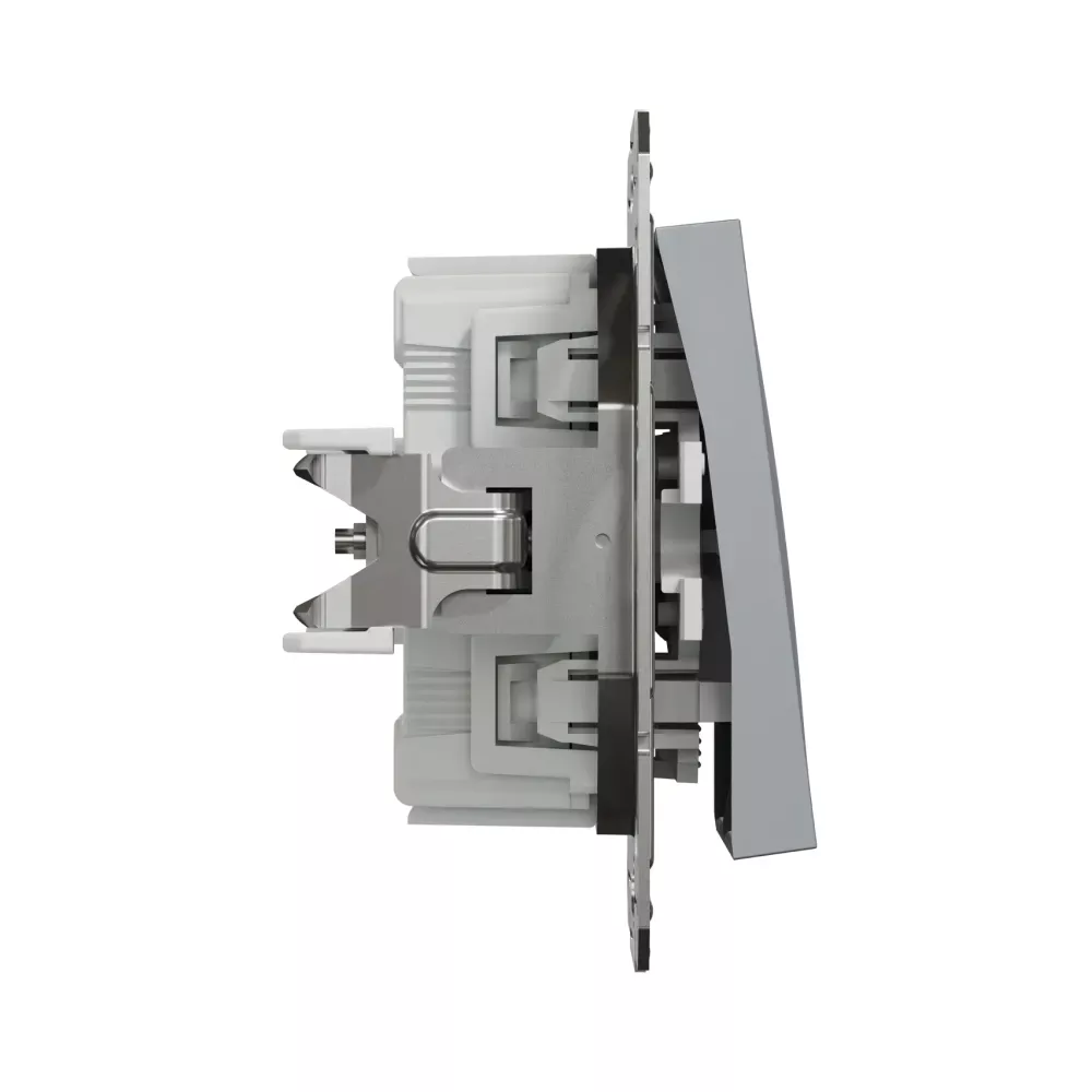 Выключатель кнопочный Schneider Electric Asfora сталь двухклавишный самозажимной EPH1100162