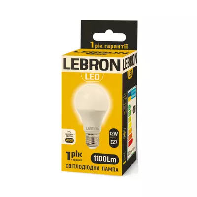 Лампа LED Lebron L-A60 12W E27 4100K 1100Lm 11-11-42