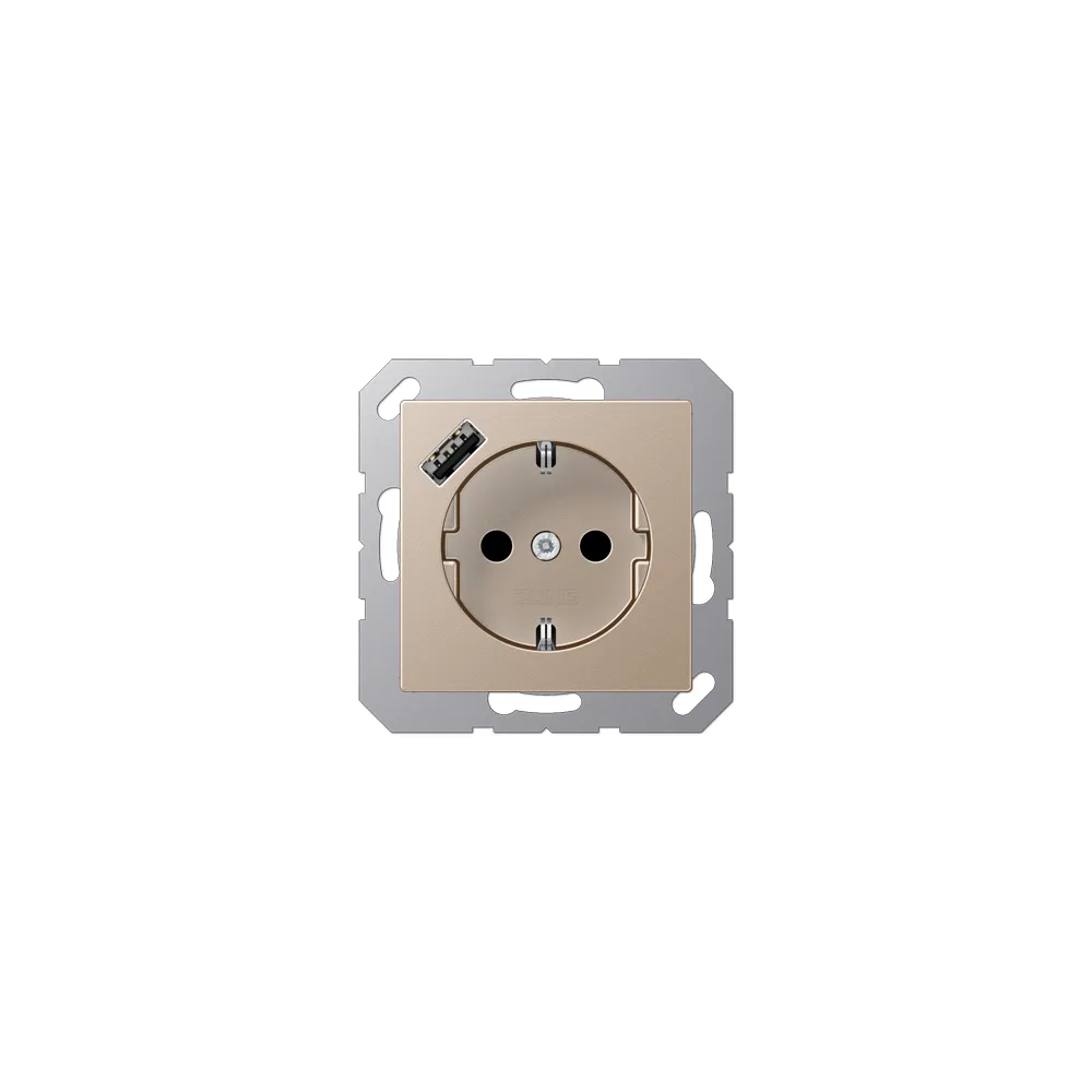 JUNG A Розетка SCHUKO з USB тип A шампанське A1520-18ACH