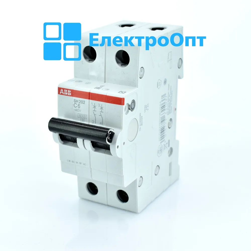 ABB Автоматичний вимикач, 6kA, 2p, SH202-C6