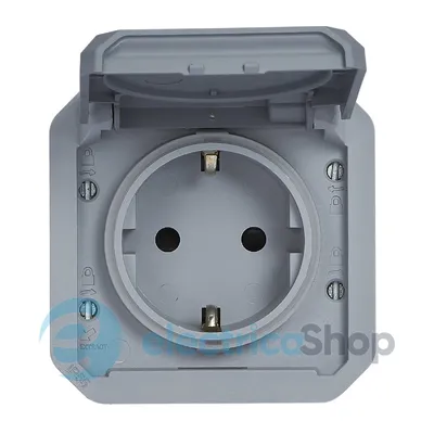 Розетка 2К+З 16А/250В з гвин. клем. мех-м. Legrand Plexo New сірий 069571L