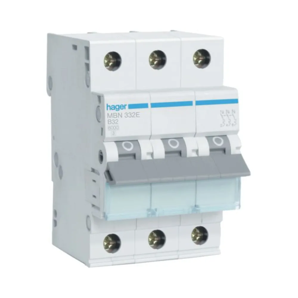 Автоматический выключатель Hager 3p B-32A MBN332