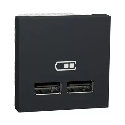 Розетка USB Schneider Electric Unica New антрацит подвійна 2.1 А 2 модулі NU341854