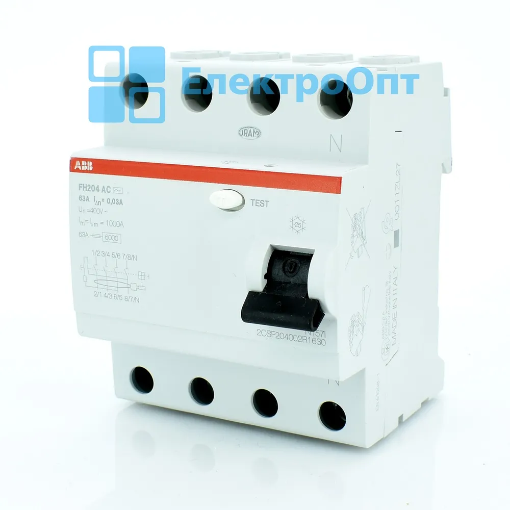 ABB ПЗВ Тип AC 4P 63A 30mA FH204AC-63/0,03