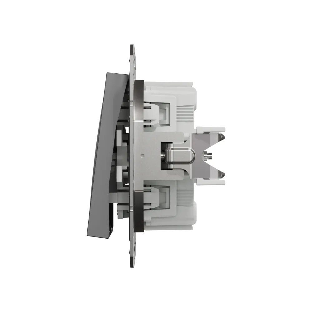 Выключатель Schneider Electric Asfora антрацит двухклавишный самозажимной внутренний EPH0300171
