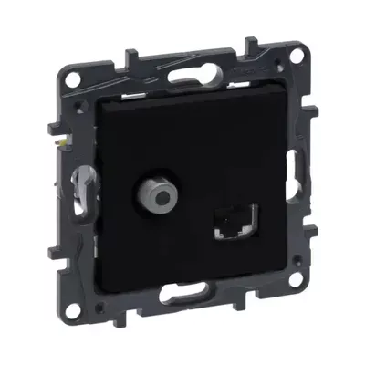 Розетка Legrand Niloe Step комбінована TV тип F та RJ45 CAT6 UTP чорний 863577