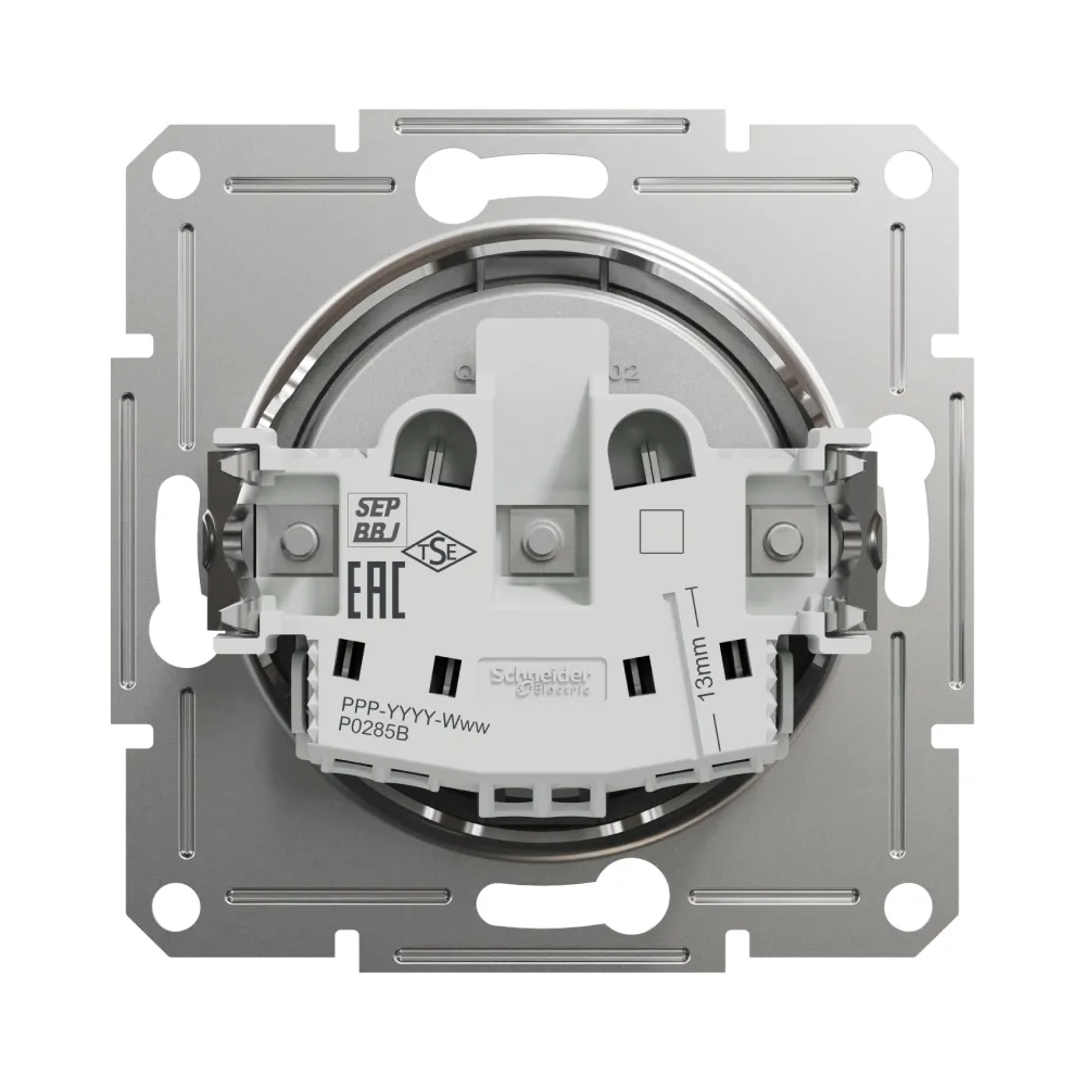 Розетка Schneider Electric Asfora алюминій без заземлення внутрішня EPH3000161
