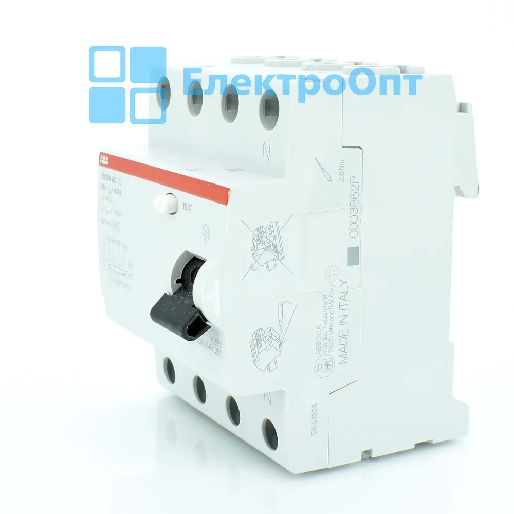 Устройство защитного отключения УЗО ABB Тип AC 4P 25A 30mA FH204AC-25/0,03