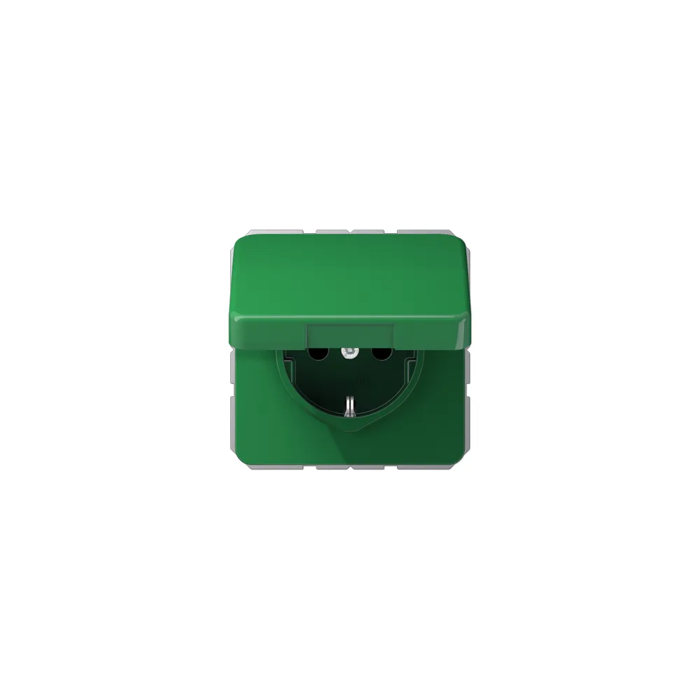 JUNG CD Розетка SCHUKO з кришкою зелений CD1520BFKLGN