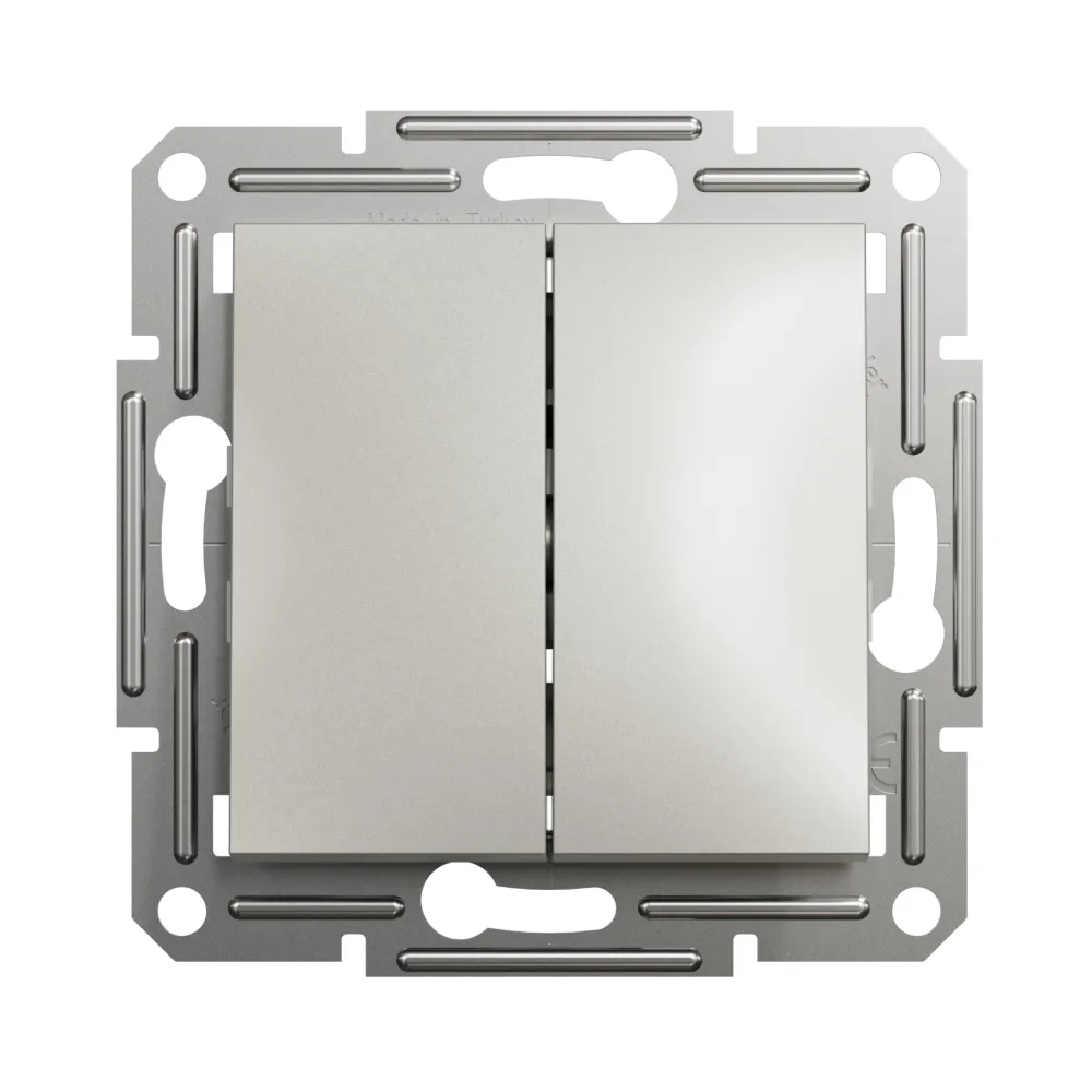 Выключатель Schneider Electric Asfora двухклавишный самозажимной кнопочный бронза EPH1100169