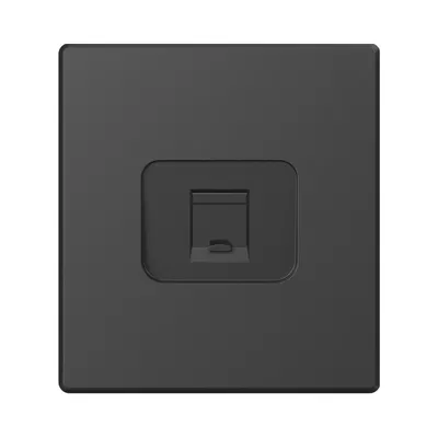 Розетка CAT6e одинарна комп'ютерна вугільно-чорна VIDEX NOTA VF-NT-SK1PC6-BL