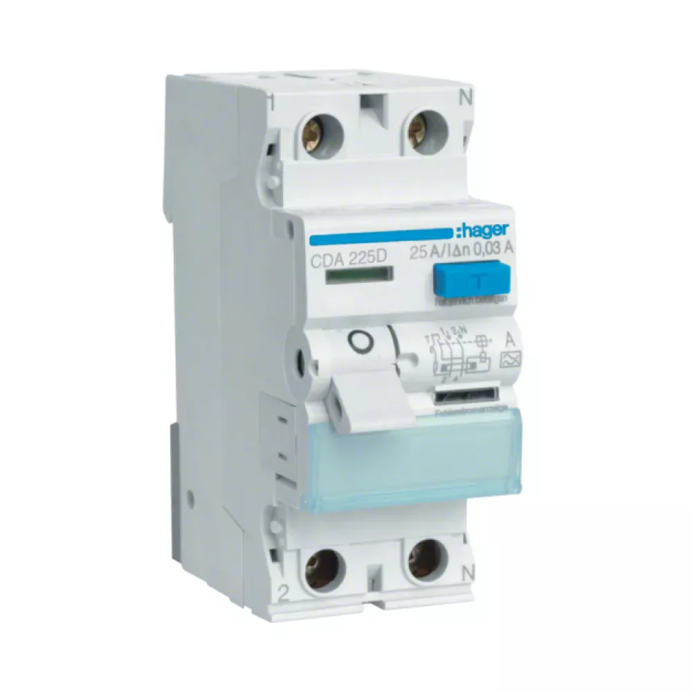 Дифференциальный автомат Hager тип А 2P 25А 30mA CDA225D