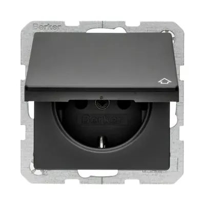 Розетка Berker Q.x з з/к з кришкою антрацит 47516066