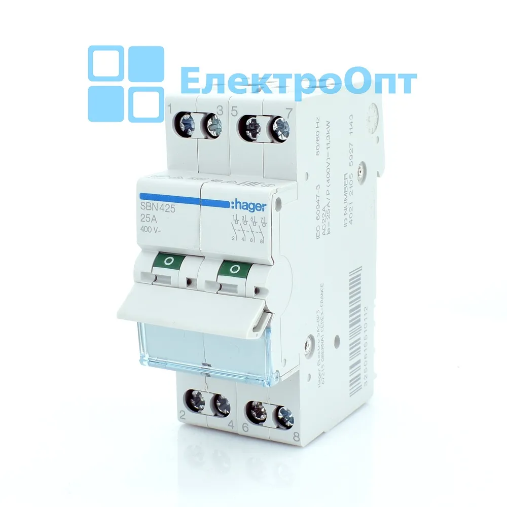 Hager Вимикач навантаження 4p, 25A/400B SBN425