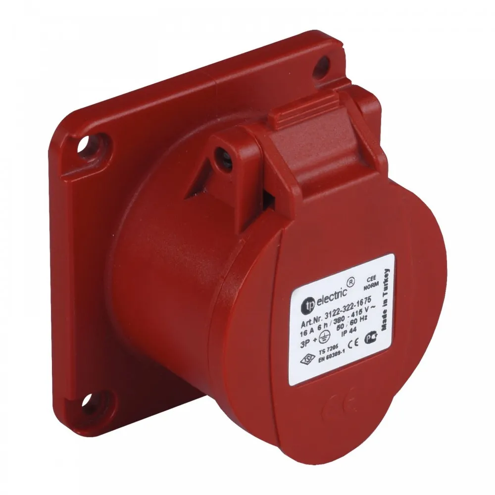 Розетка промышленная TP electric прямая 5x32A 75x75 мм IP44 60-40-92