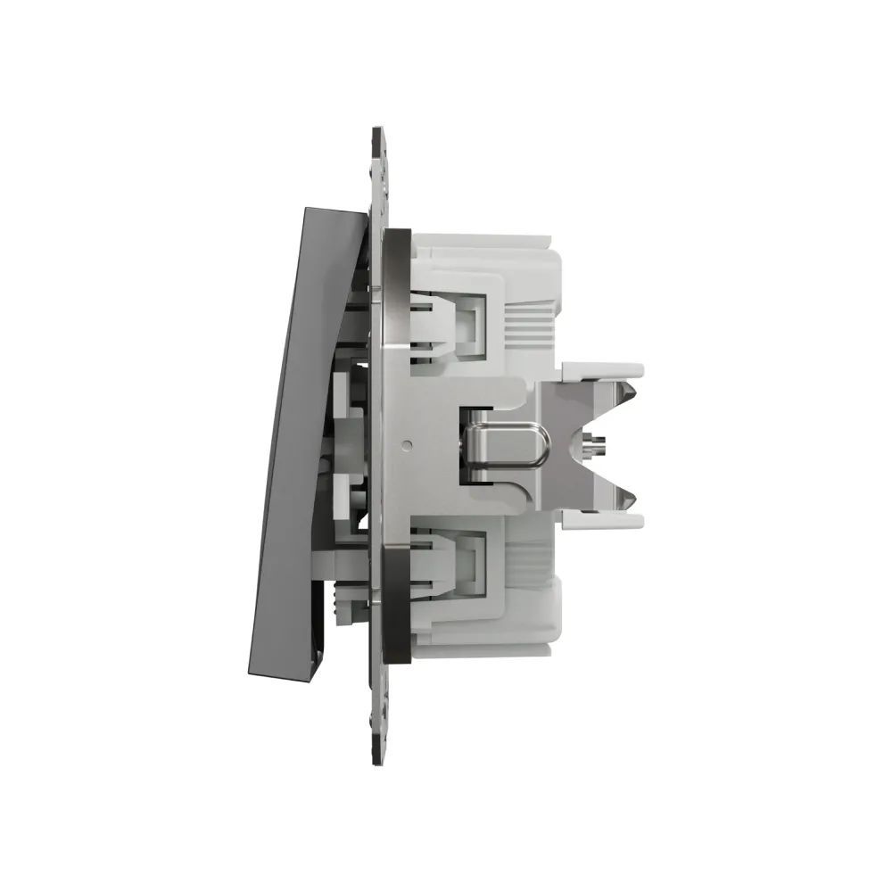 Вимикач кнопковий Schneider Electric Asfora антрацит двоклавішний самозажимний EPH1100171