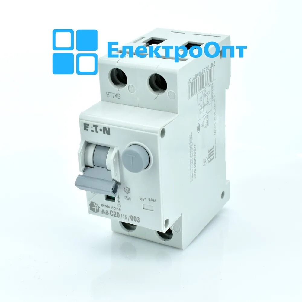 EATON Диференційний автомат Тип АС 2P 6kA C-20 30mA HNB-C20/AC-0,03