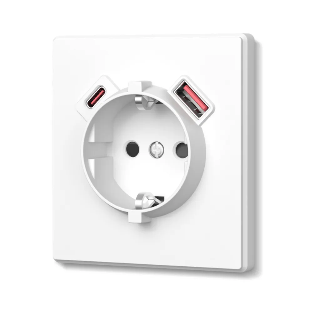 Розетка одинарна із заземленням USB-A+C 20W біла матова VIDEX NOTA VF-NT-SK1GUC-WH