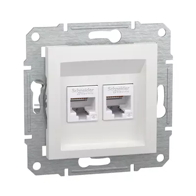 Розетка комп'ютерна Schneider Electric Asfora подвійна RJ45 UTP 6 білий без рамки EPH4870121