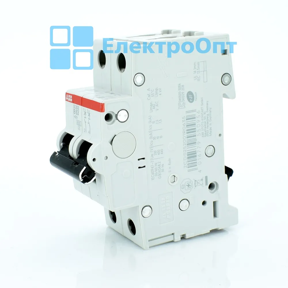 ABB Автоматичний вимикач, 6kA, 2p, S202-B63