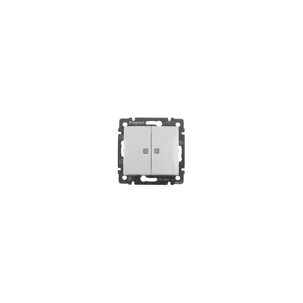 Выключатель Legrand Valena Classic двухклавишный с подсветкой 10А белый 774428