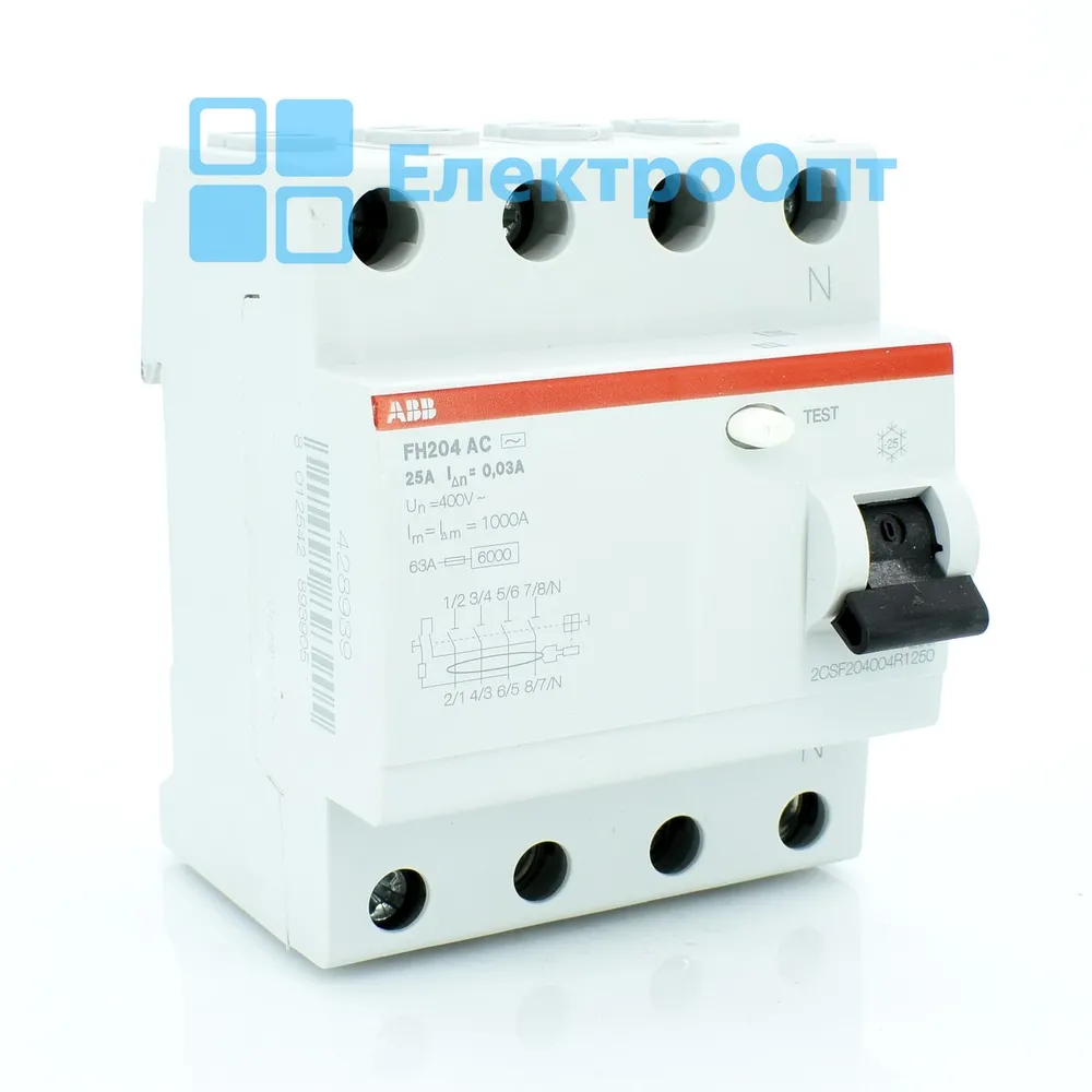 Устройство защитного отключения УЗО ABB Тип AC 4P 25A 30mA FH204AC-25/0,03