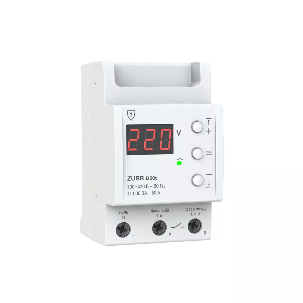 Реле напруги 50A (max 60A) 11000BA з термозахистом D50t ZUBR