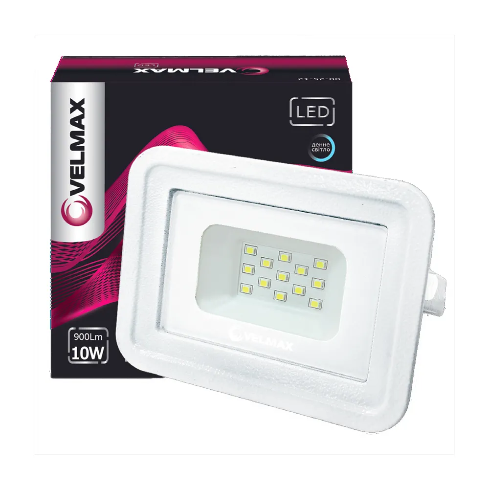 LED прожектор Velmax білий V-FL-106 10W 900Lm 6200K 115*85*27 26-11-11