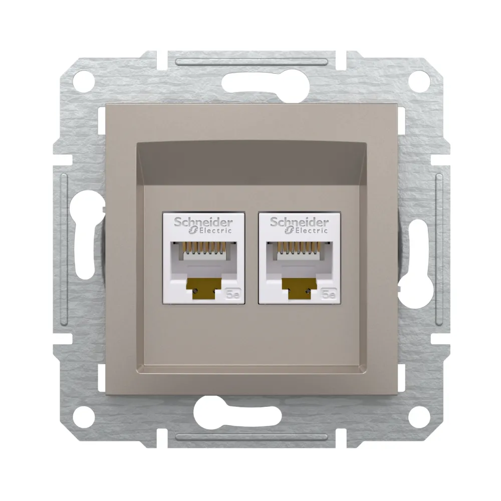 Розетка компьютерная Schneider Electric Asfora бронза двойная RJ45 UTP 5E внутренняя EPH4400169