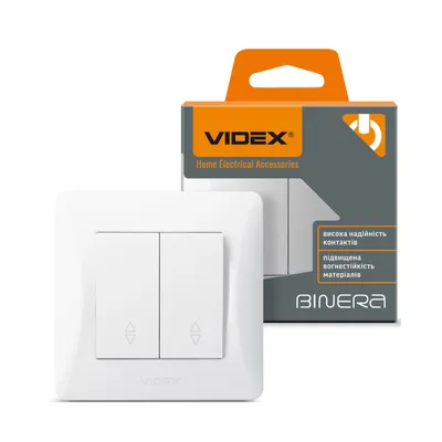 Выключатель двухклавишный проходной VIDEX BINERA белый VF-BNSW2P-W