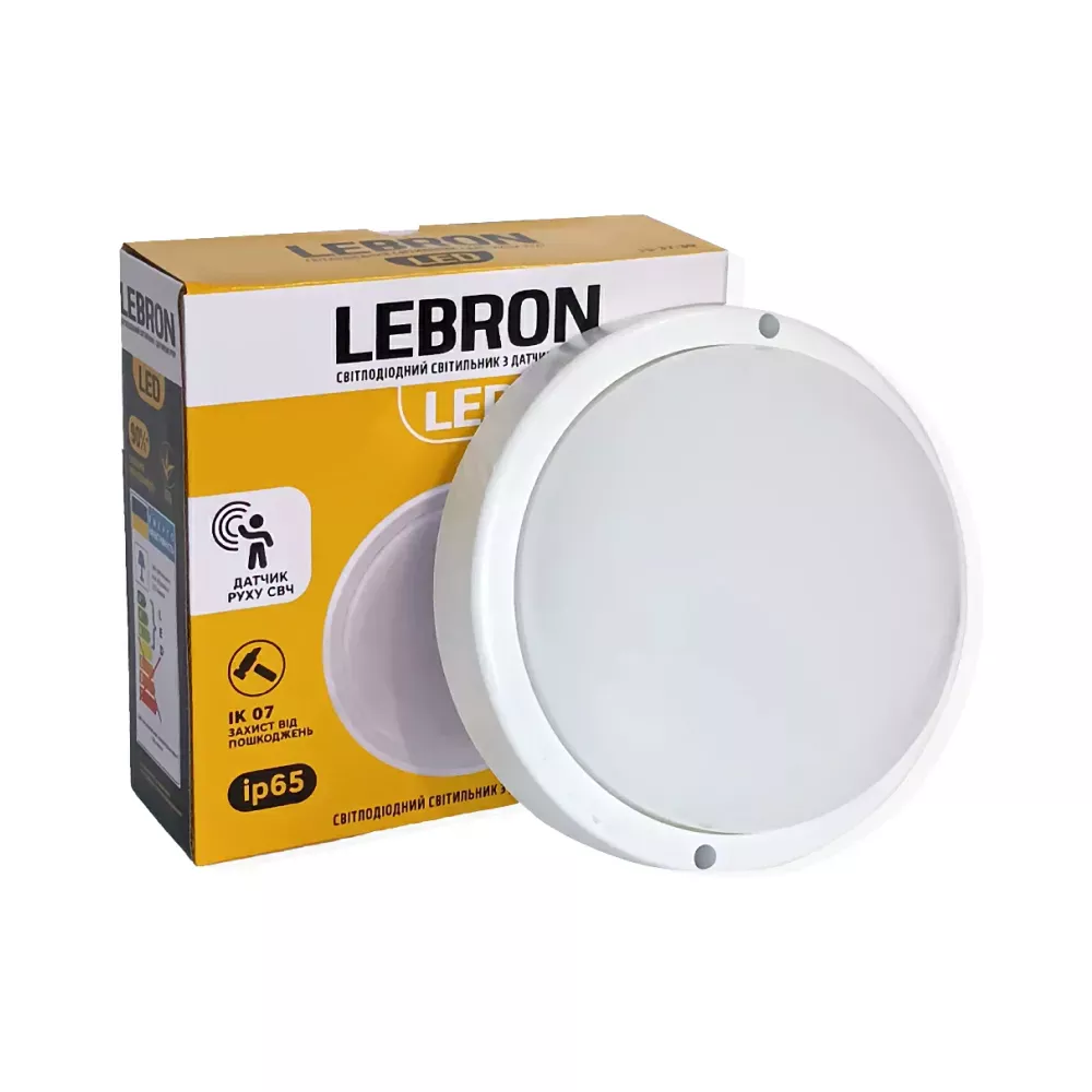 LED світильник Lebron з датчиком руху L-WLR-S 8W 210mm 4100K 720Lm IP65 15-37-30