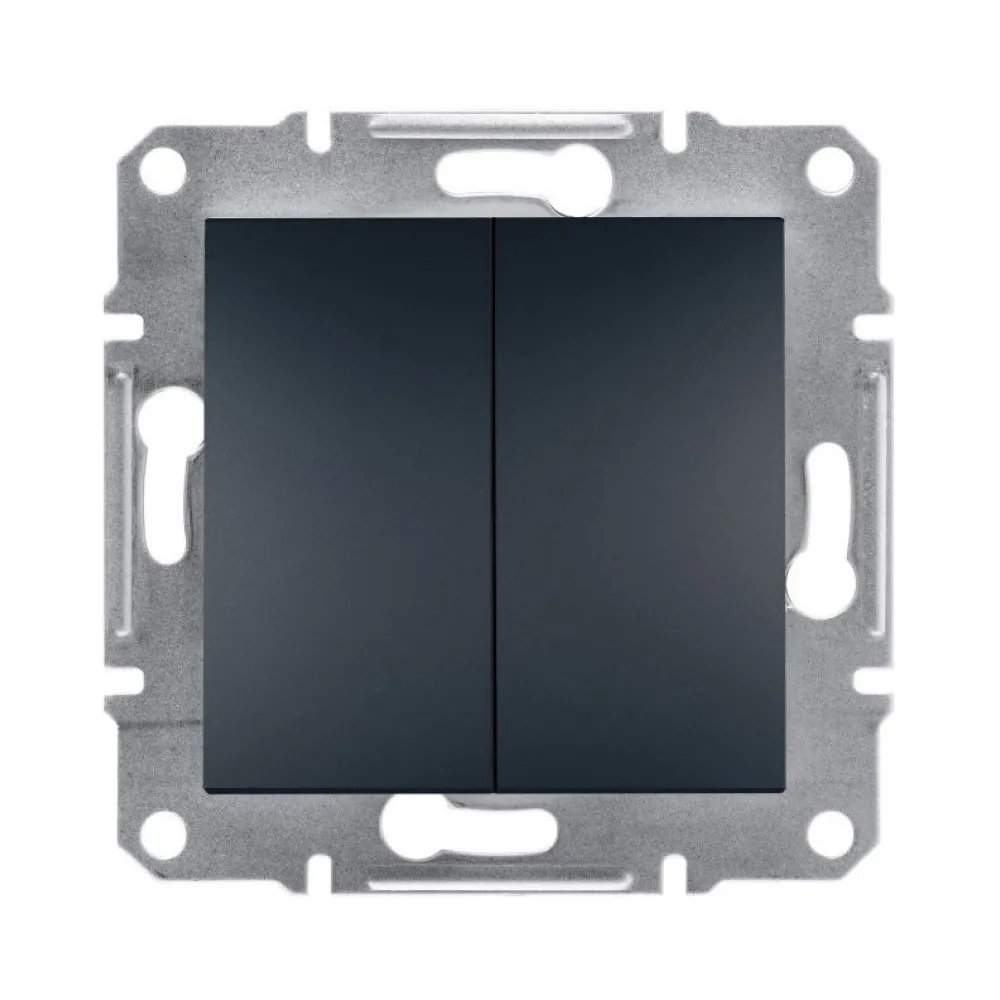 Выключатель Schneider Electric Asfora антрацит двухклавишный внутренний проходной EPH0600171