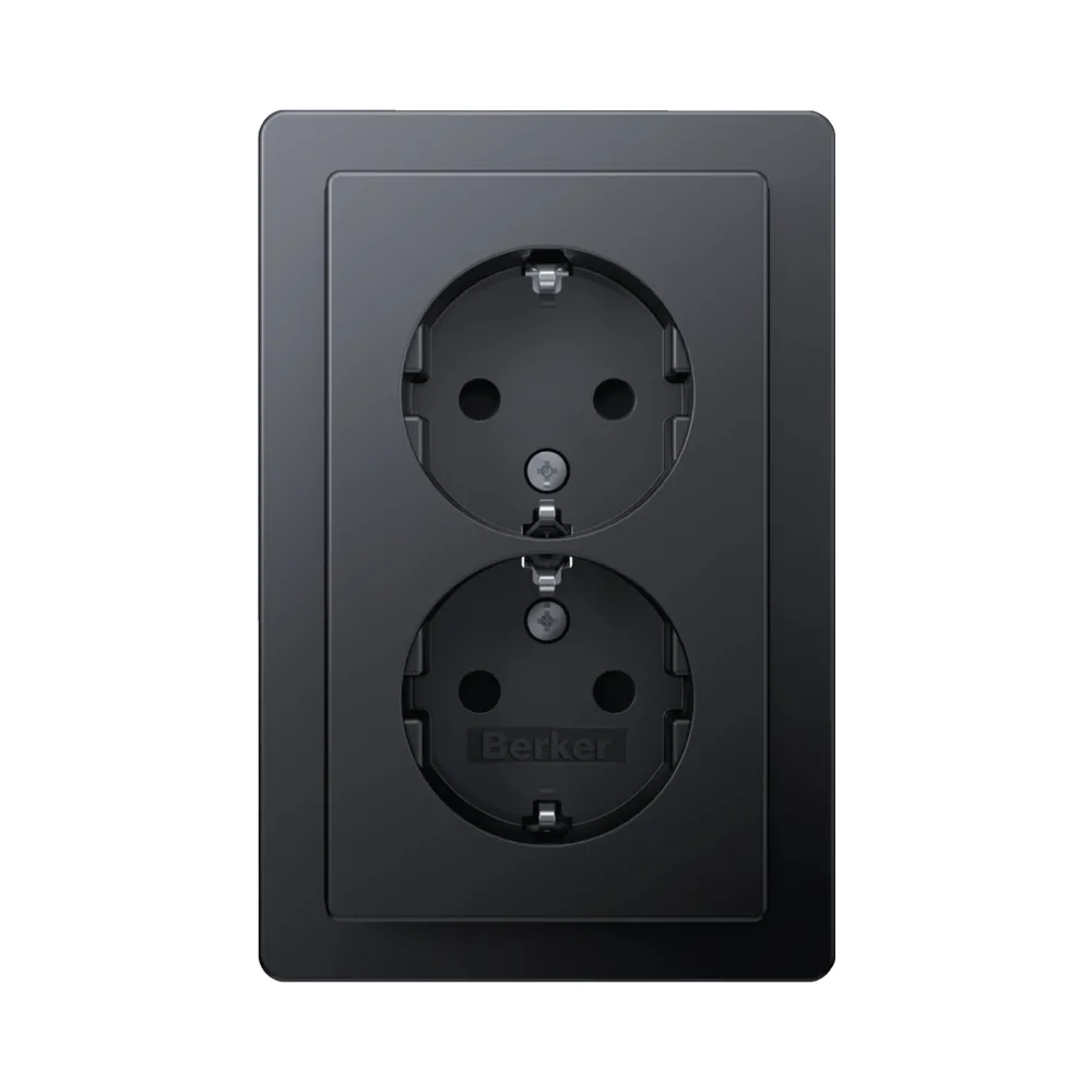 Розетка з з/к 2X, зах.контактів, цільна, антрацит 16А/250В Q.3 47596096
