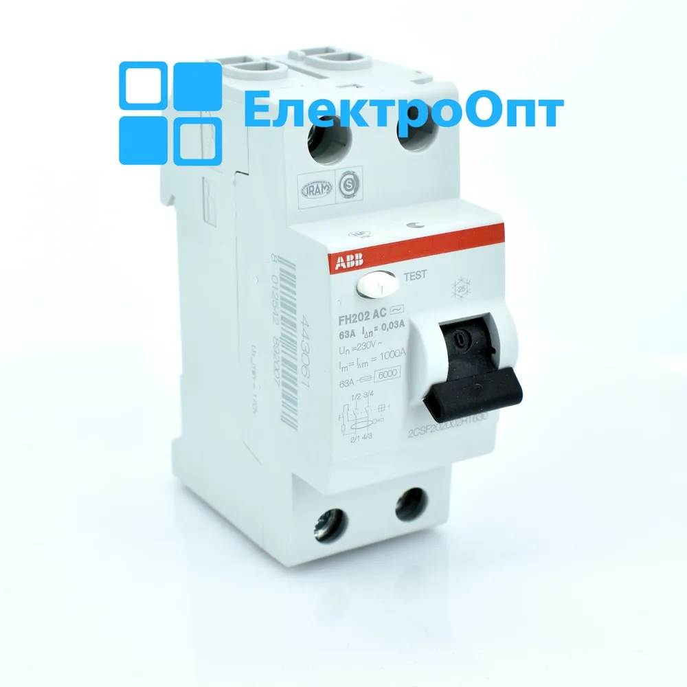 ABB ПЗВ Тип AC 2P 63A 300mA FH202AC-63/0,3