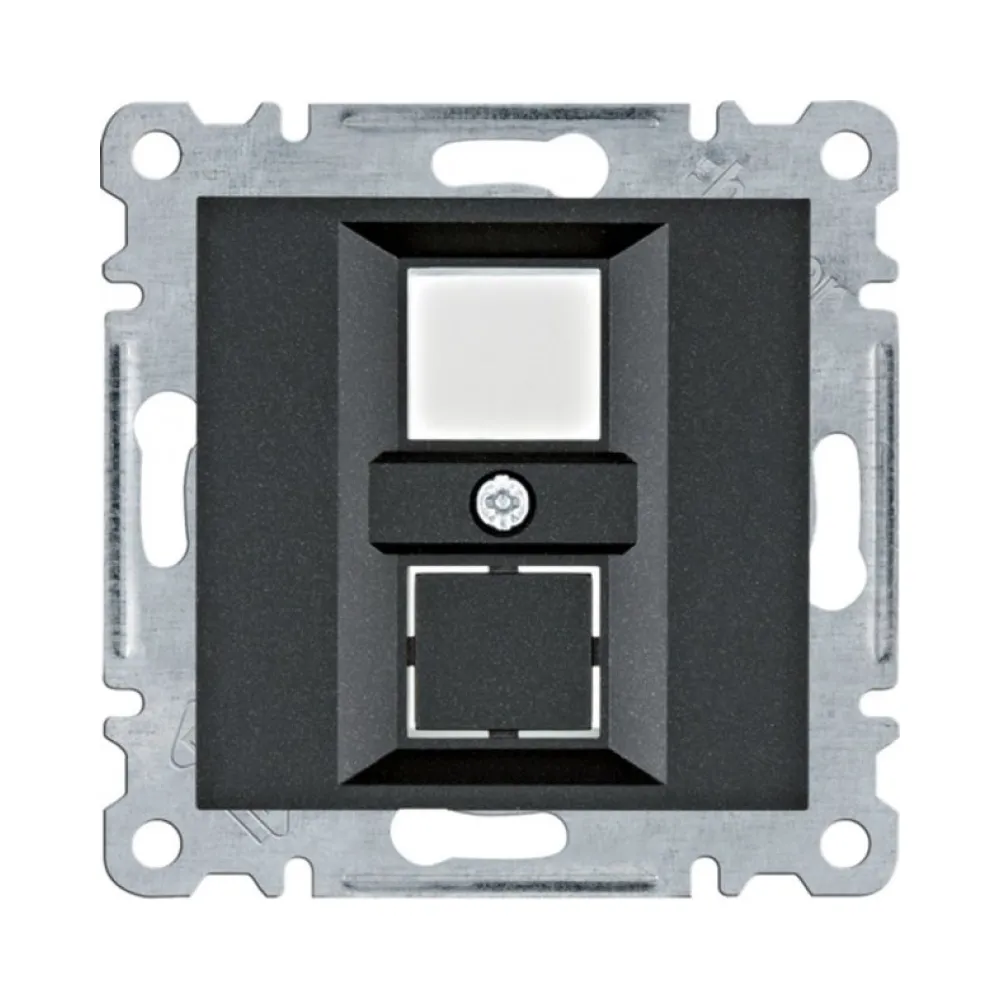 Панель Hager Lumina черная двойная для RJ12/RJ45 WL2323