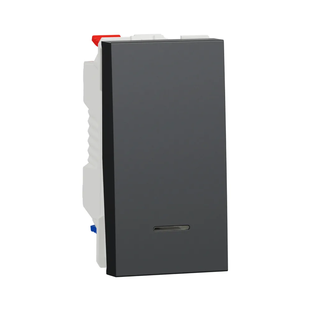 Вимикач Schneider Electric Unica New Studio антрацит прохідний 1-модульний з підсвіткою NU310354S