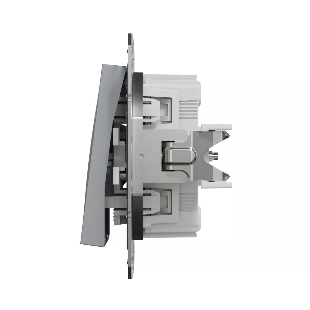 Выключатель кнопочный Schneider Electric Asfora сталь двухклавишный самозажимной EPH1100162