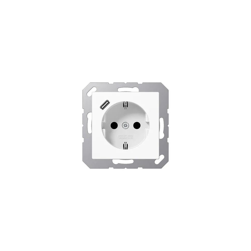 JUNG A Розетка SCHUKO з USB тип C білий A1520-18CWW