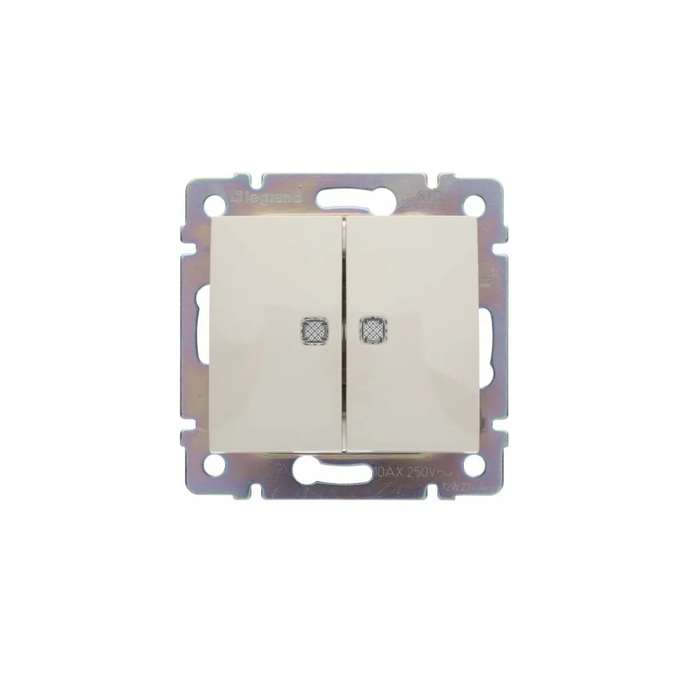 Legrand Valena Classic Вимикач 2-клавішний з двома індикаторами 10А Слонова кістка 774113