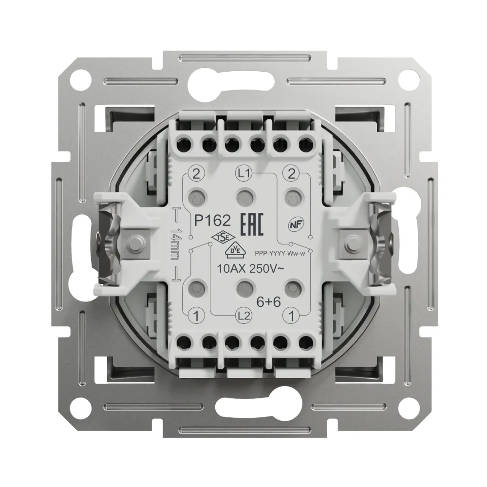Выключатель Schneider Electric Asfora алюминий двухклавишный внутренний проходной EPH0600161