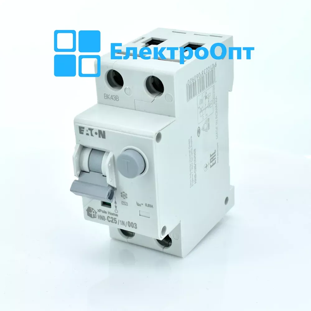 Дифференциальный автомат Eaton HNB-C25/1N/003 2P 25А 30мА характеристика C тип AC 195129