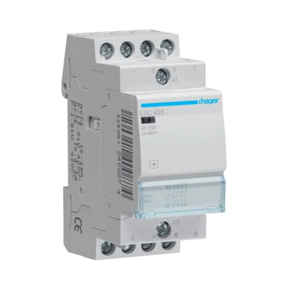 Контактор Hager 25A 4НВ 230В ESC425