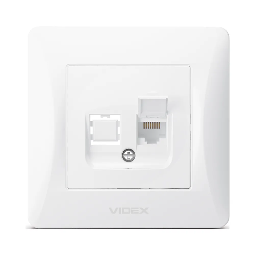 Розетка CAT6 одинарная компьютерная белая VIDEX BINERA VF-BNSK1PC6-W
