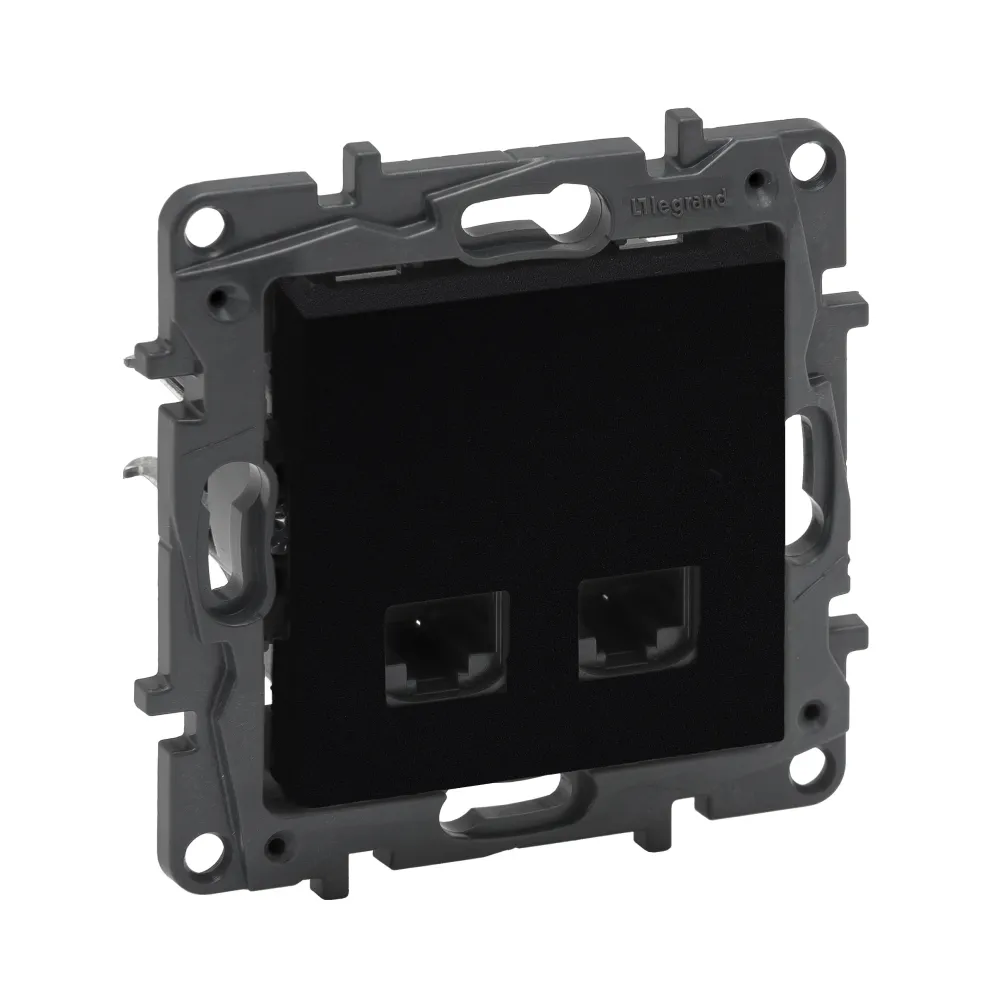 Розетка комп'ютерна Legrand Niloe Step подвійна RJ45 CAT5e UTP чорний 863560