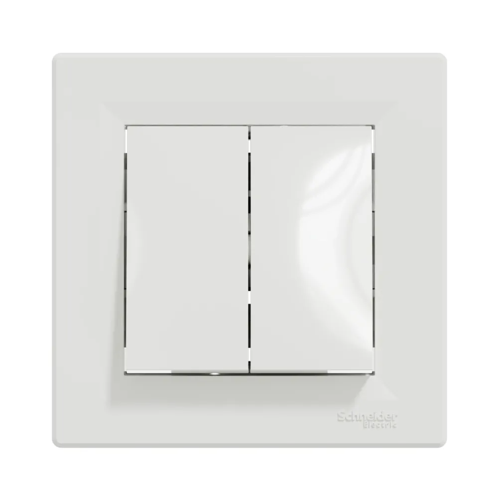 Вимикач Schneider Electric Asfora бiлий двоклавішний внутрішній самозажимний EPH0300121