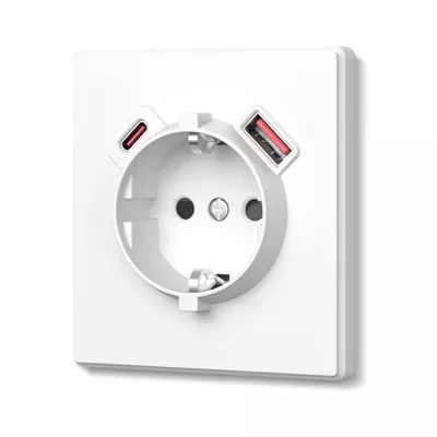 Розетка одинарна із заземленням USB-A+C 20W біла матова VIDEX NOTA VF-NT-SK1GUC-WH