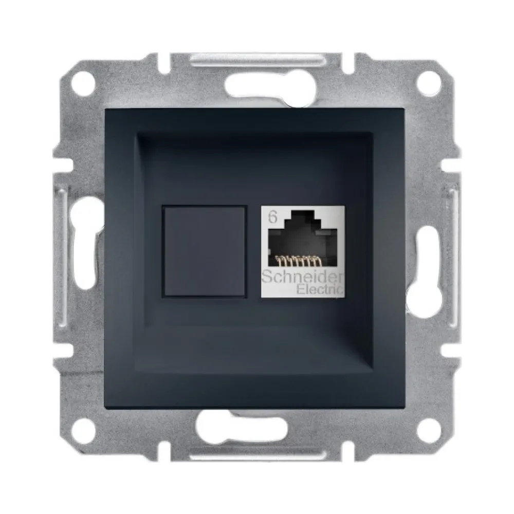 Розетка комп'ютерна Schneider Electric Asfora антрацит RJ-45 кат 6 UTP внутрішня EPH4700171