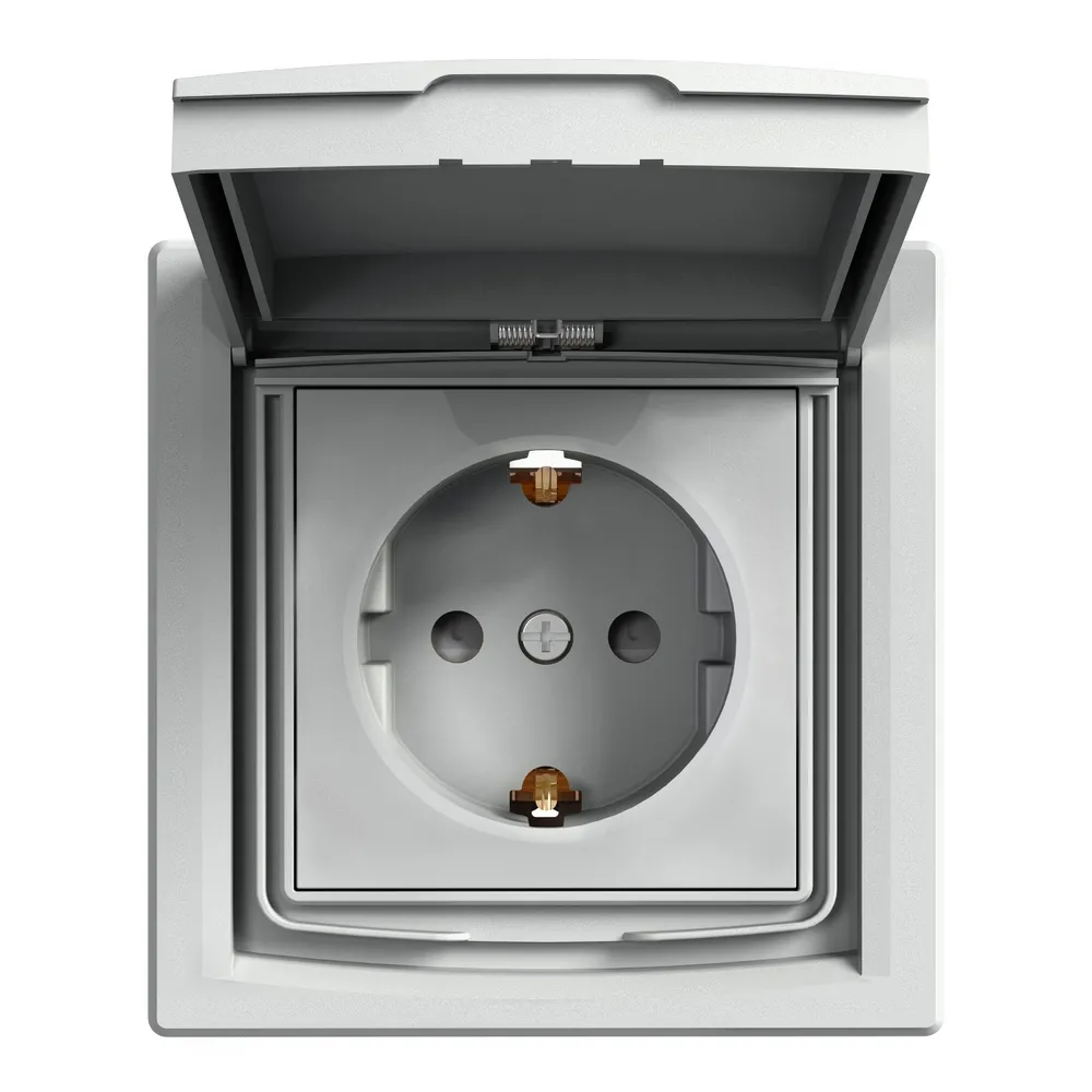 Schneider  ASFORA РОЗЕТКА З З/К З ЗАХ ШТР IP44 алюміній EPH3100361